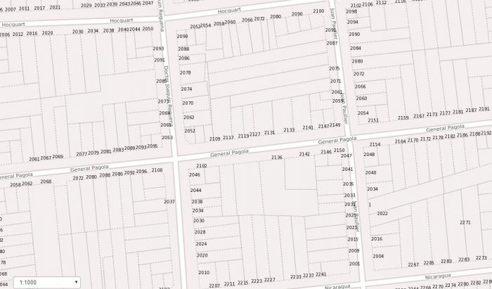 ilustración de mapa de calles con números de puerta