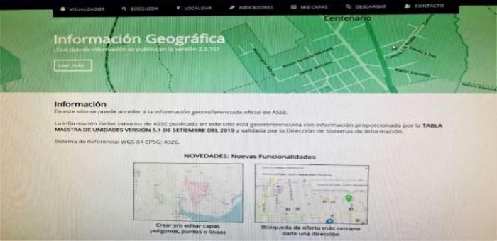 Se observa pantalla de sitio web SIG ASSE