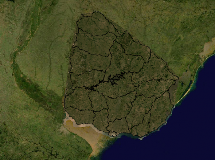 Imagen satelital febrero 2020, se observa el territorio uruguayo.