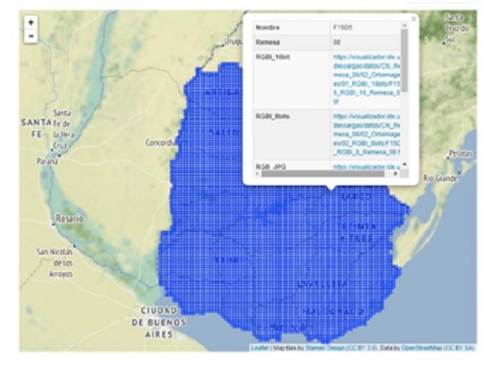 Mapa de Uruguay muestra de Datos Abiertos, se visualizan dos imágenes como referencia de uso. 