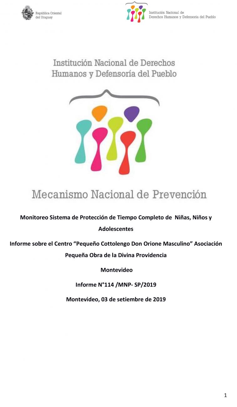 Informe sobre el Centro “Pequeño Cottolengo Don Orione Masculino” Asociación Pequeña Obra de la Divina Providencia Imagen del Informe del Cottolengo Don Orione