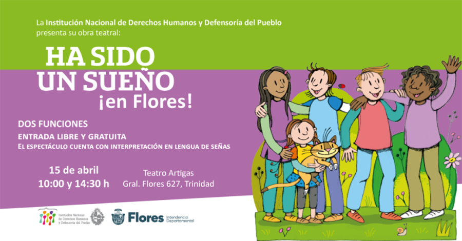 Flyer ilustrativo con ilustraciones de los personajes de la obra