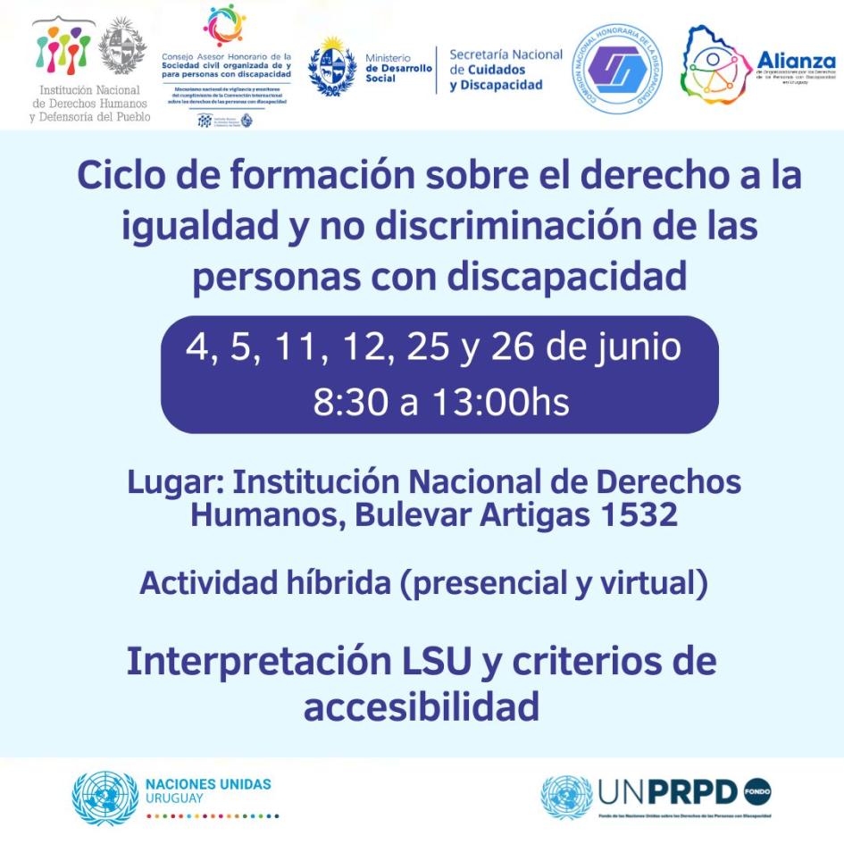 Afiche del ciclo de formación: 4, 5, 11, 12, 25 y 26/6 de junio