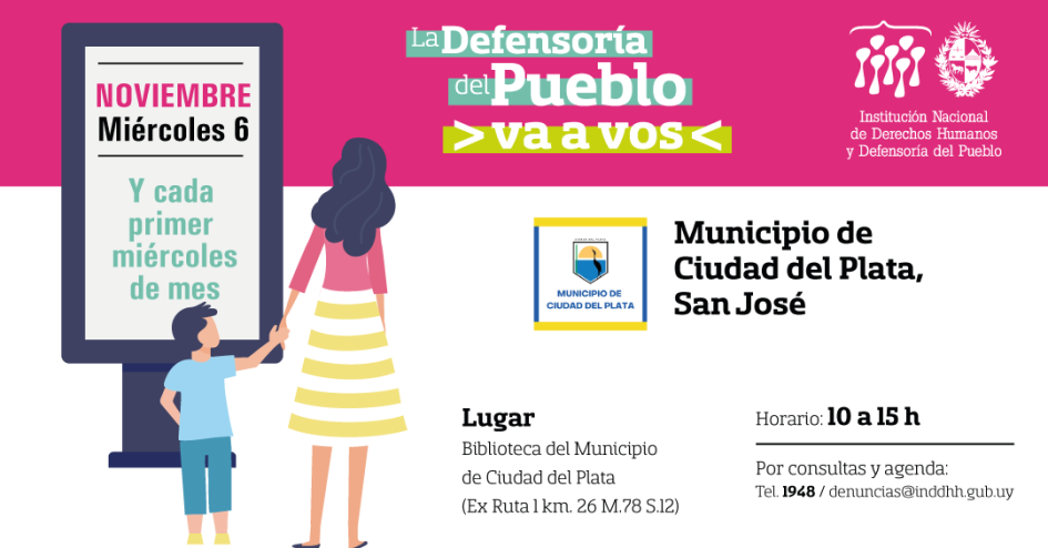 Afiche Defensoría del Pueblo va a vos en Ciudad del Plata. Miércoles 6 de noviembre de 10 a 15 horas
