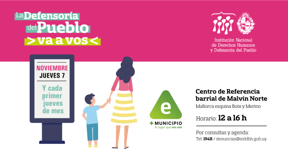 Gráfica La Defensoría del Pueblo va a vos en el Municipio E. Jueves 7 de noviembre de 12 a 16 horas