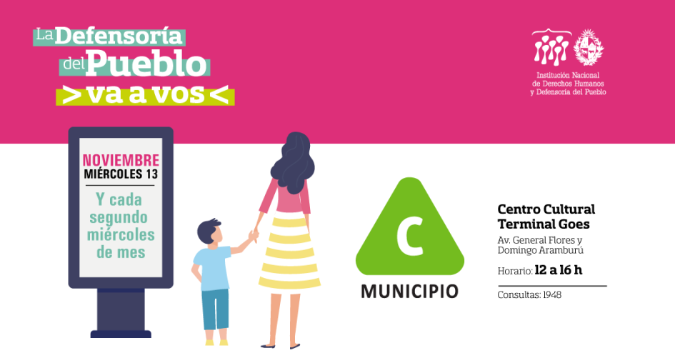 Gráfica La Defensoría del Pueblo va a vos en el Municipio C. Miércoles 13 de noviembre de 12 a 16 h