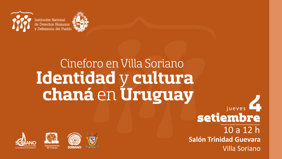 Flyer invitación cineforo Villa Soriano, 4 de setiembre de 10 a 12 en salón Trinidad Guevara