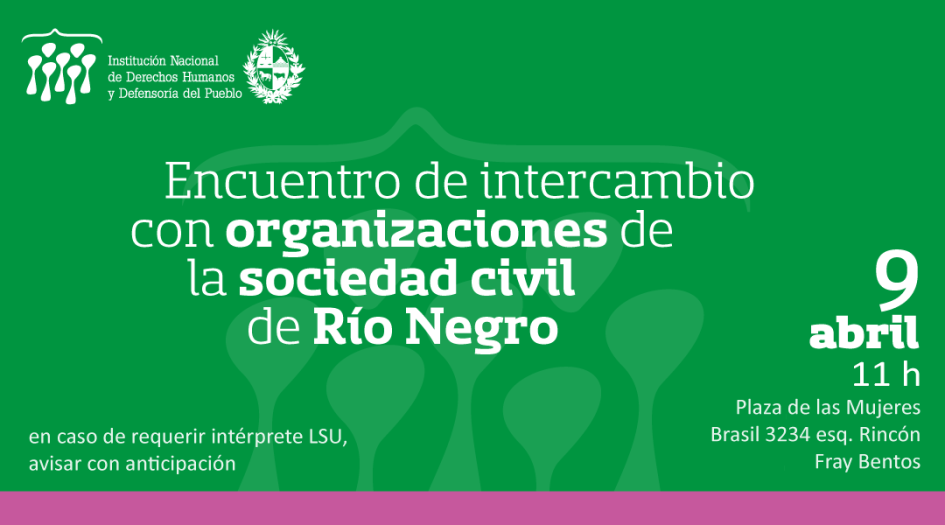 Flyer ilustrativo del encuentro de intercambio con organizaciones de sosiedad civil de Río Negro