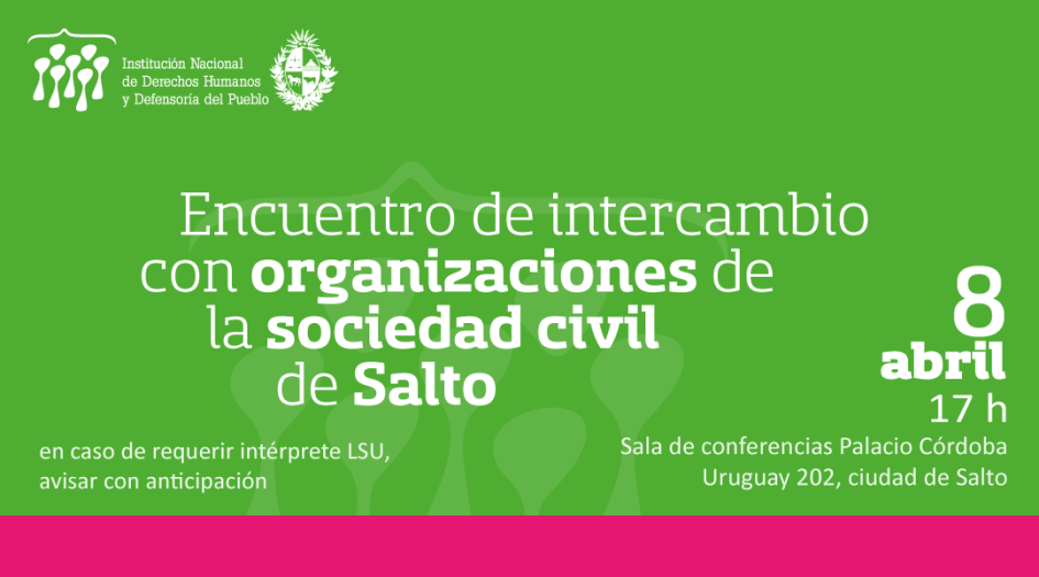 Flyer ilustrativo del encuentro de intercambio con organizaciones de sosiedad civil de Salto