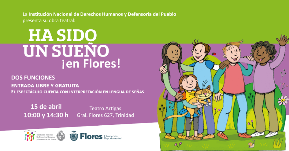 Flyer ilustrativo presentación obra de teatro en Flores