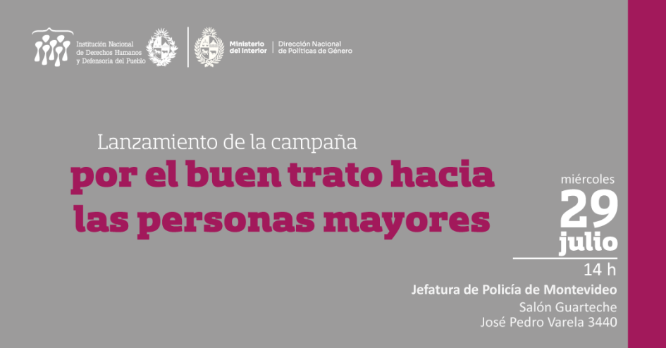 Flyer ilustrativo del lanzamiento de la campaña Por el buen trato hacia las personas mayores 