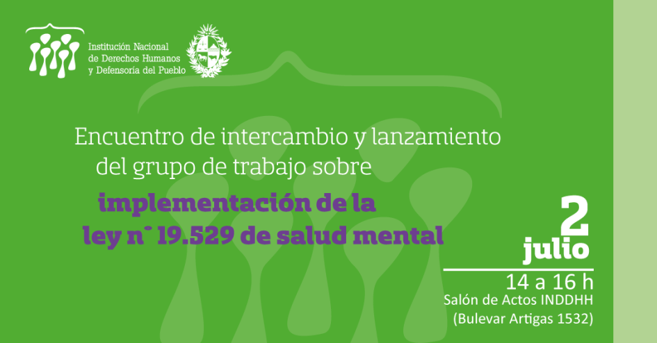 Flyer ilustrativo del lanzamiento del grupo de Salud Mental, el 2 de julio a las 14 h en la INDDHH