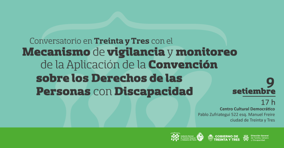 Flyer conversatorio del Mevidis en Treinta y Tres. Día 9 de setiembre a las 17 h.