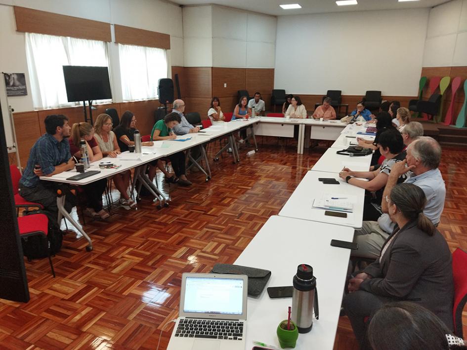 Reunión del grupo de trabajo sobre identidad de origen Grupo de trabajo reunido en torno a una mesa dispuesta en U