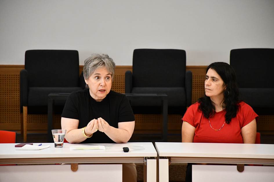 Directora de la INDDHH, Jimena Fernández; Elisa Bandeira Casamayou de FAO