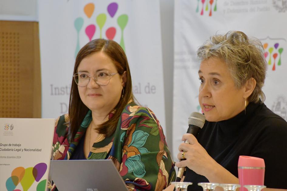 Presidenta de la INDDHH, Carmen Rodríguez y la directora Jimena Fernández 