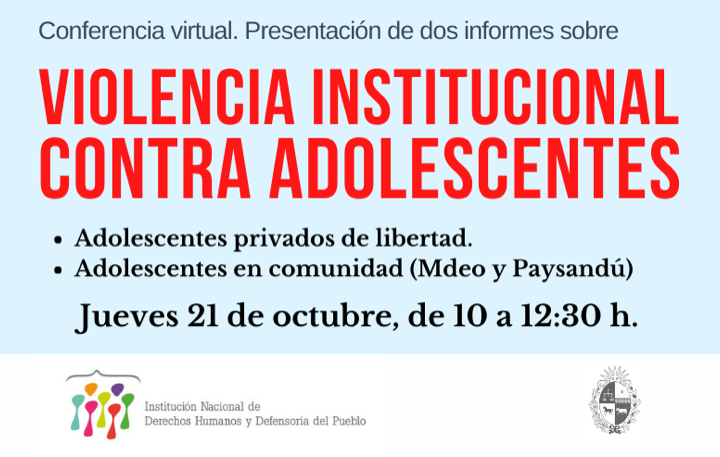 Placa anunciando el evento Violencia institucional contra adolescentes Placa anunciando el evento Violencia institucional contra adolescentes