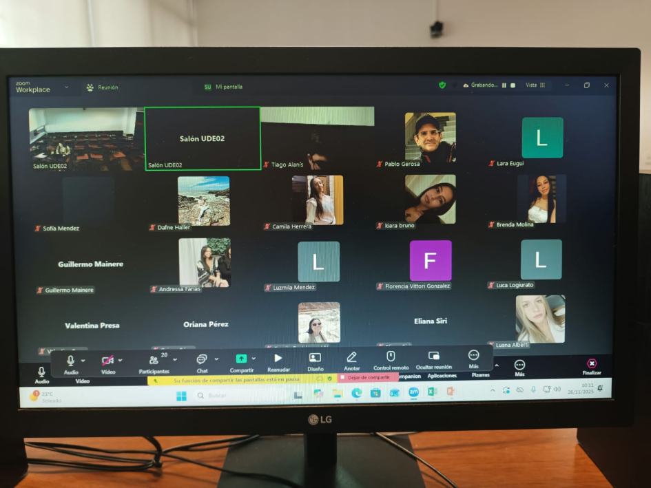 Vista de pantalla de sesión en Zoom