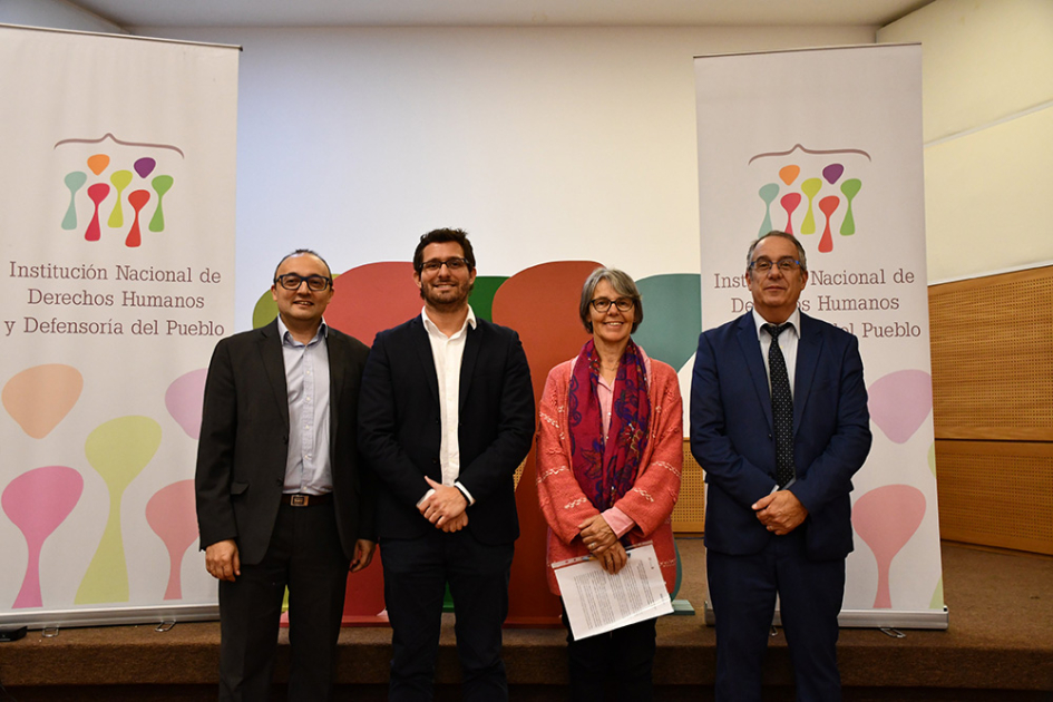 Carlos Varela (MEC), Miguel Lorenzoni (IMPO), Mariana Mota (INDDHH) y José Carlos Mahía (MEC)