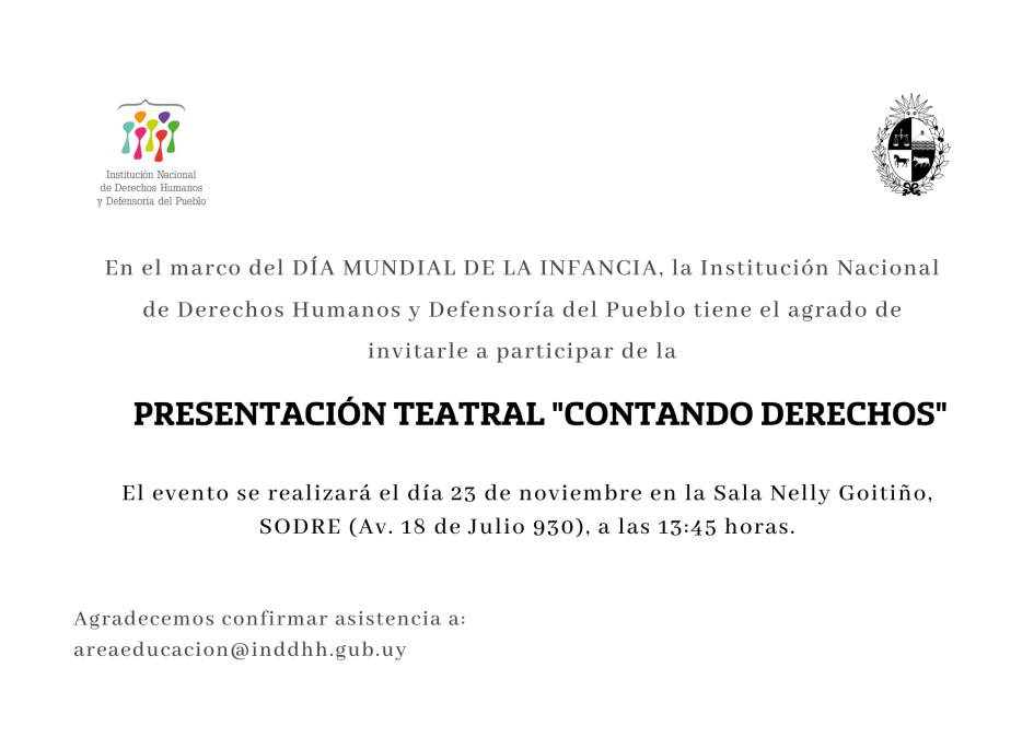 Invitación presentación obra teatral "Contando derechos"