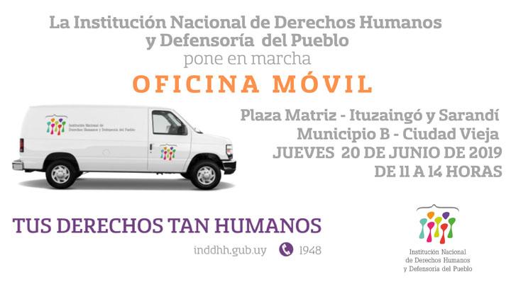 La oficina móvil se encontrará el próximo 20 de junio de 11 a 14 horas en la Plaza Matriz, Ituzaingó y Sarandí, Municipio B, Ciudad Vieja