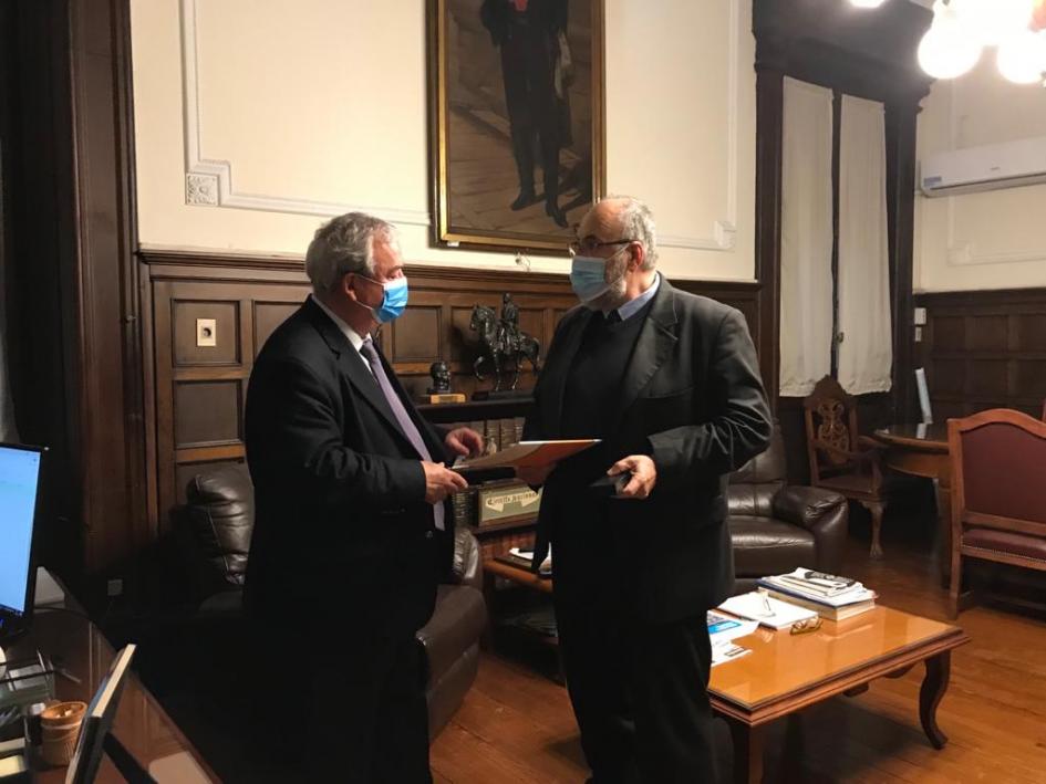 Ministro del Interior, Luis Alberto Heber, recibe a Juan Faroppa, presidente de la INDDHH