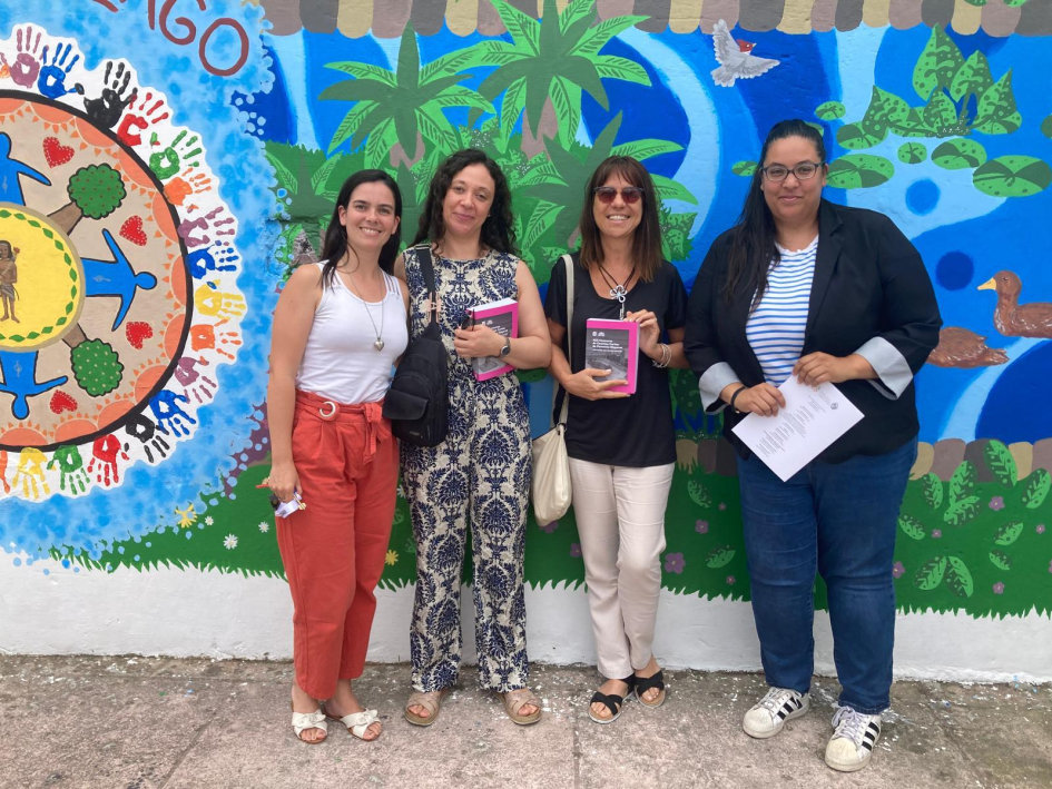 Natalia Saravia (IM), Verónica Fernández (INDDHH), Ana Durán (INDDHH) y Virginia Sosa (IM)