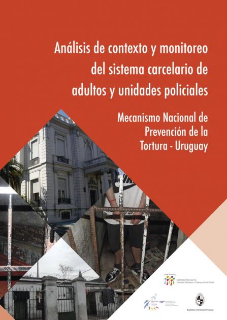 Carátula del Informe Anual del MNP 2017 Carátula del Informe Anual del MNP 2017 - Está ilustrada por un mosaico de fotografías, entre las que se detaca la fachada de la INDDHH y un plano detalle de rejas de una celda