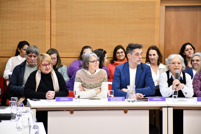 Sandra Lazo, Mariana Mota, Federico Graña y Mónica Xavier en la apertura de la sesión del Consejo Panel de apertura de la sesión del Consejo Nacional de Género
