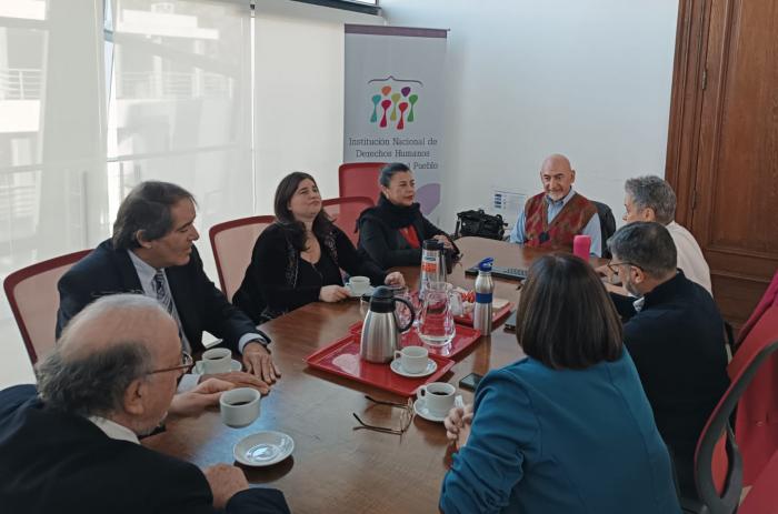 Reunión de Cisternas con miembros del Consejo Directivo de INDDHH, representantes de Mides y UNFPA