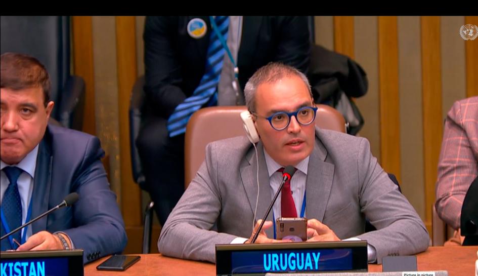 Imagen diego aboal exponiendo en naciones unidas