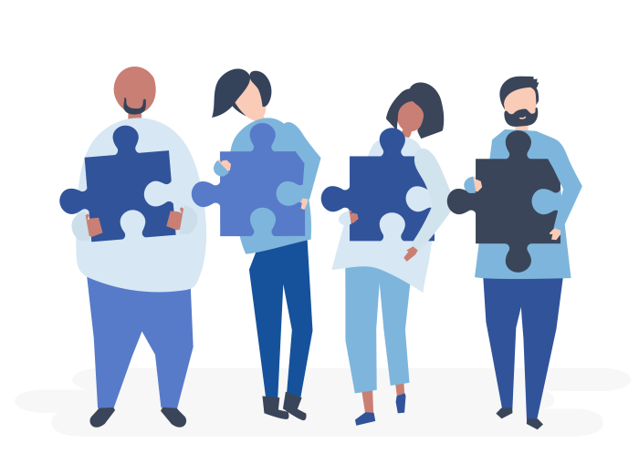 imagen ilustrativa personas con piezas de puzzle