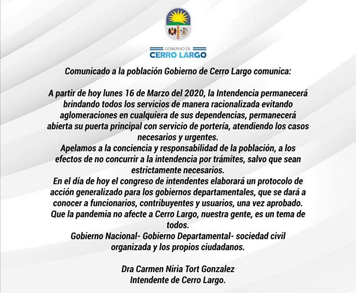 Comunicado a la población