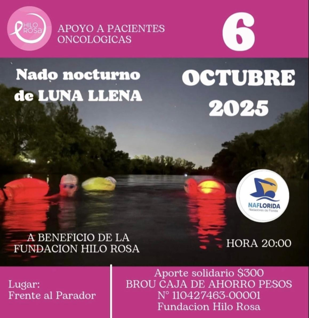 Nado nocturno de Luna Llena a beneficio de la Fundación Hilo Rosa