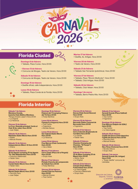 Calendario completo de Ciudad de Florida e Interior
