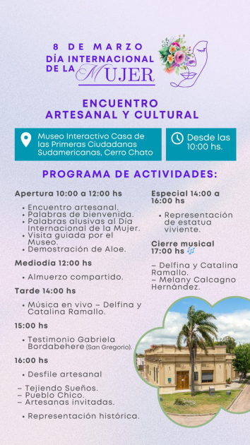 Encuentro Artesanal y Cultural por el Día Internacional de la Mujer en Cerro Chato