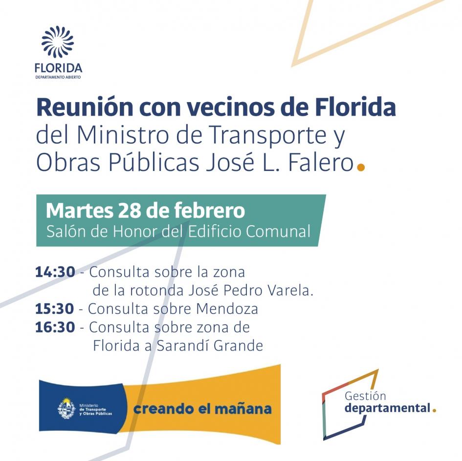 Reuniones del Ministro Falero en Florida por nuevo trazado ruta 5 Reuniones del Ministro Falero en Florida por nuevo trazado ruta 5