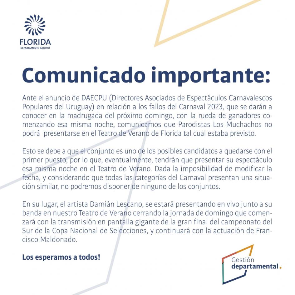 Comunicado cambio de grilla ´´