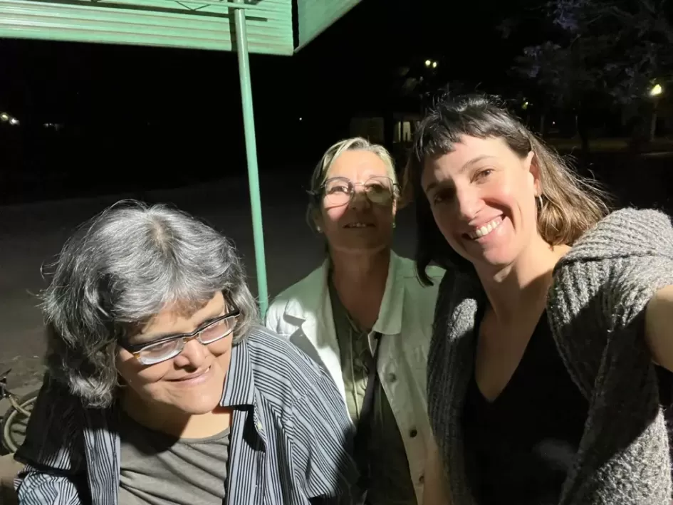 Integrante Centro Braille en filmación de cine ´´