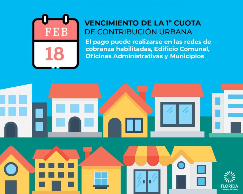 Vencimiento de la 1ra. cuota de la contribución inmobiliaria urbana