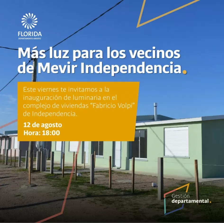 Nueva iluminación para Mevir "Fabricio Volpi" de Independencia luz para mevir
