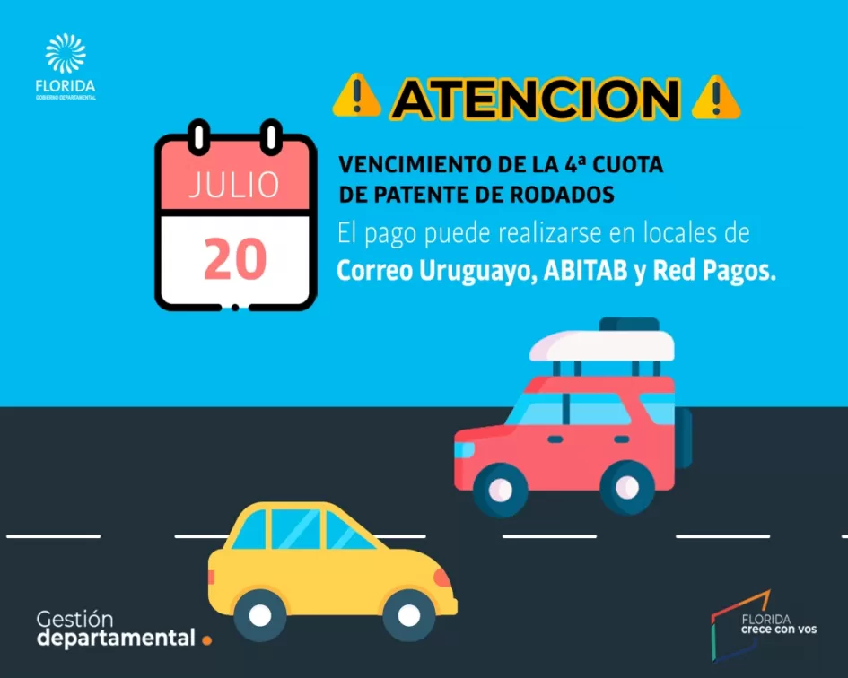 Vencimiento de 4ta. cuota patente de rodados Vencimiento de 4ta. cuota patente de rodados