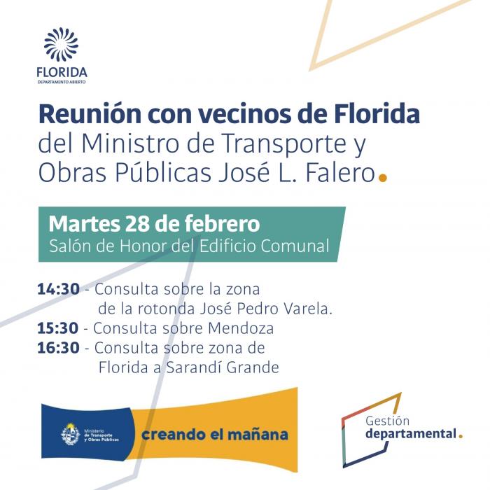 Reuniones del Ministro Falero en Florida por nuevo trazado ruta 5 Reuniones del Ministro Falero en Florida por nuevo trazado ruta 5
