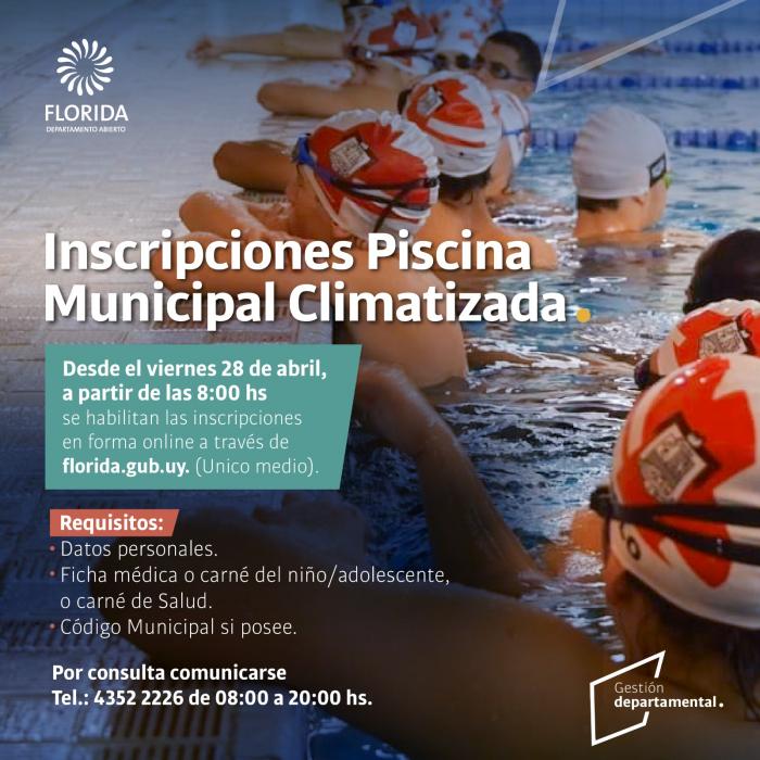 Inscripciones para cursos de la Piscina Departamental