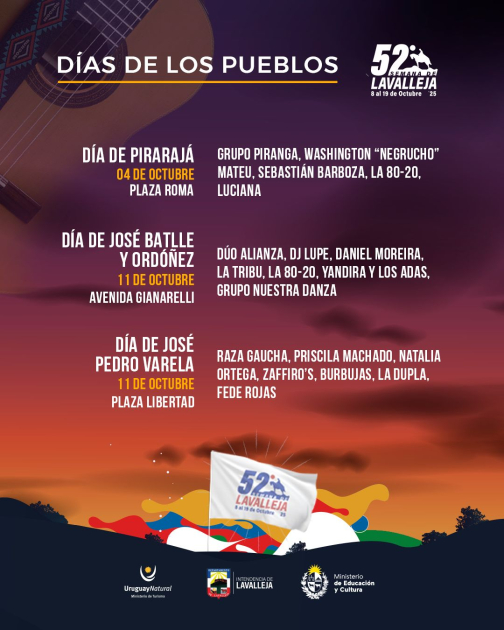 Avance histórico para la Semana de Lavalleja: días de los pueblos en cada municipio