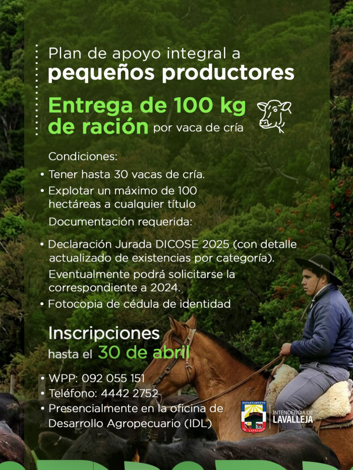 Intendencia de Lavalleja apoya a pequeños productores ante déficit hídrico 