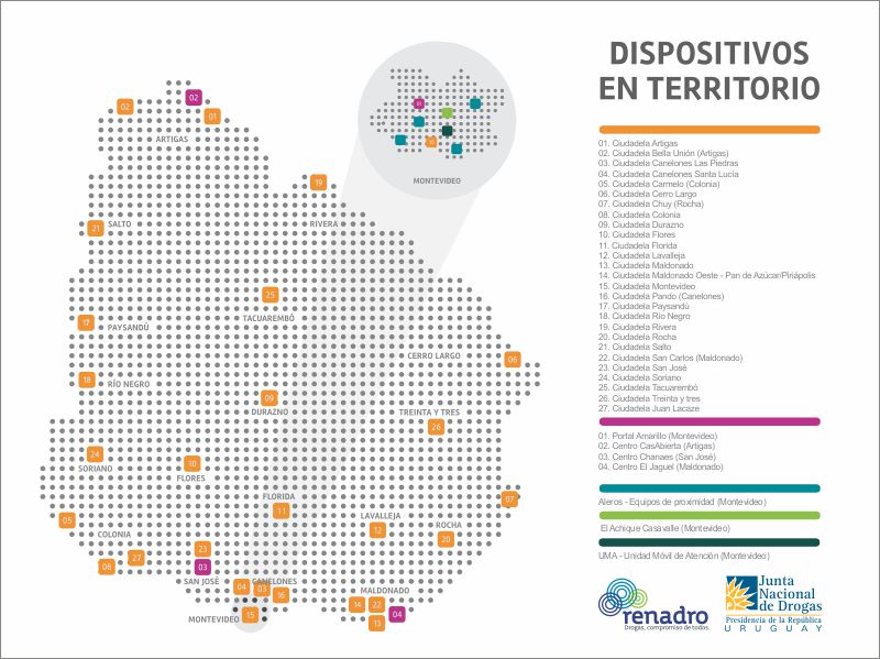 Centros instalados en todo el país