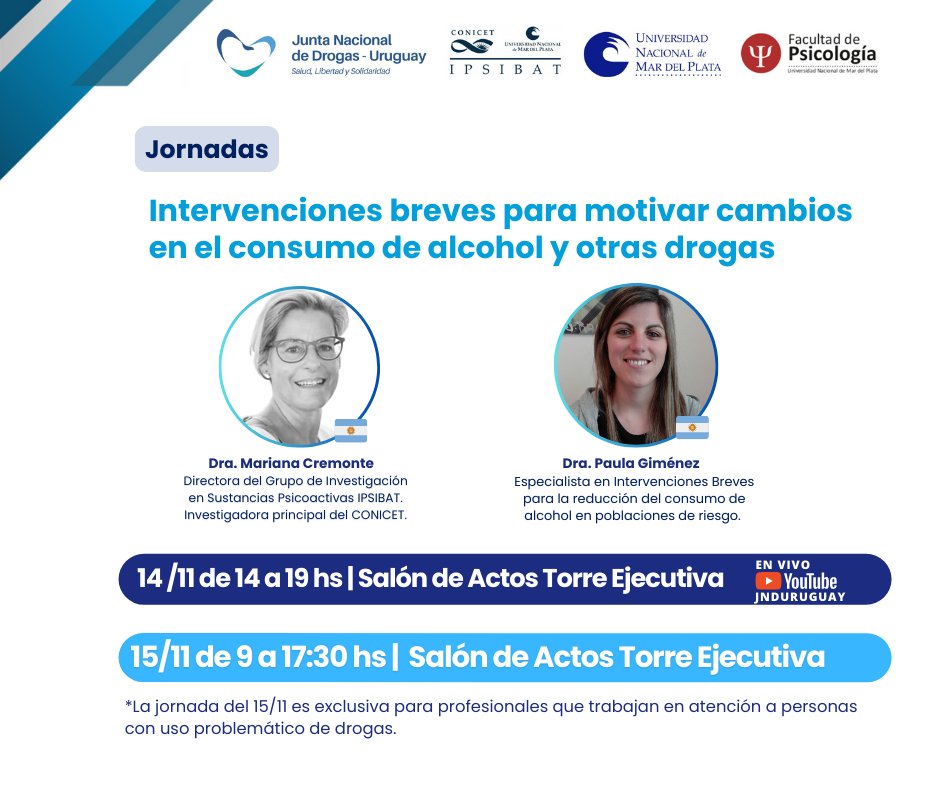 Jornadas “Intervenciones breves para motivar cambios en el consumo de alcohol y otras drogas”