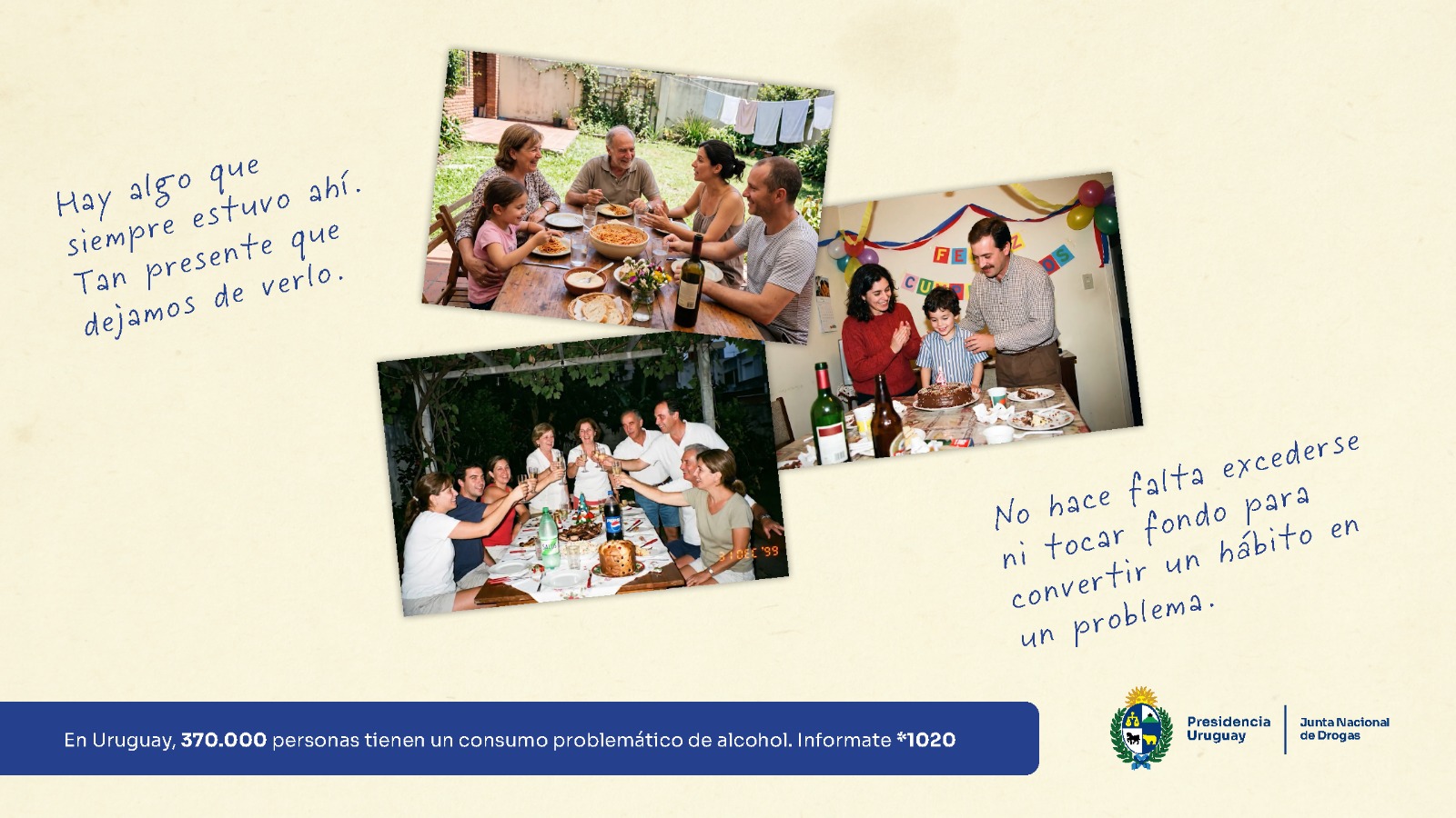 Fotos familiares y leyenda de la campaña