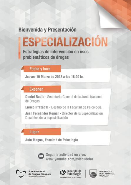 Especialización: Estrategias de intervención en usos problemáticos de drogas